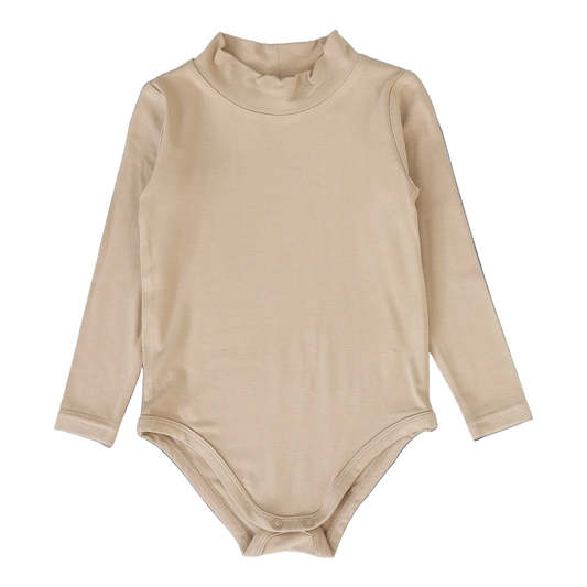 LIL LEGS OATMEAL BAMBOO MOCKNECK ONESIE