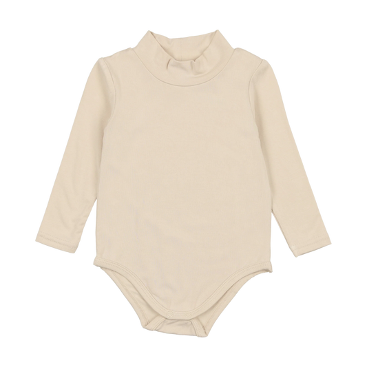LIL LEGS ECRU BAMBOO MOCKNECK ONESIE
