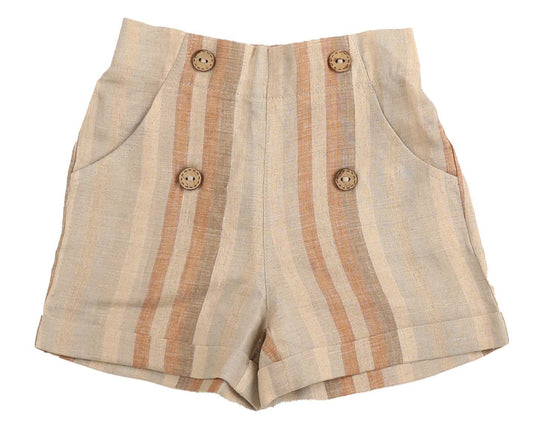 NOMA APRICOT BUTTON DETAIL WIDE STRIPED SHORTS
