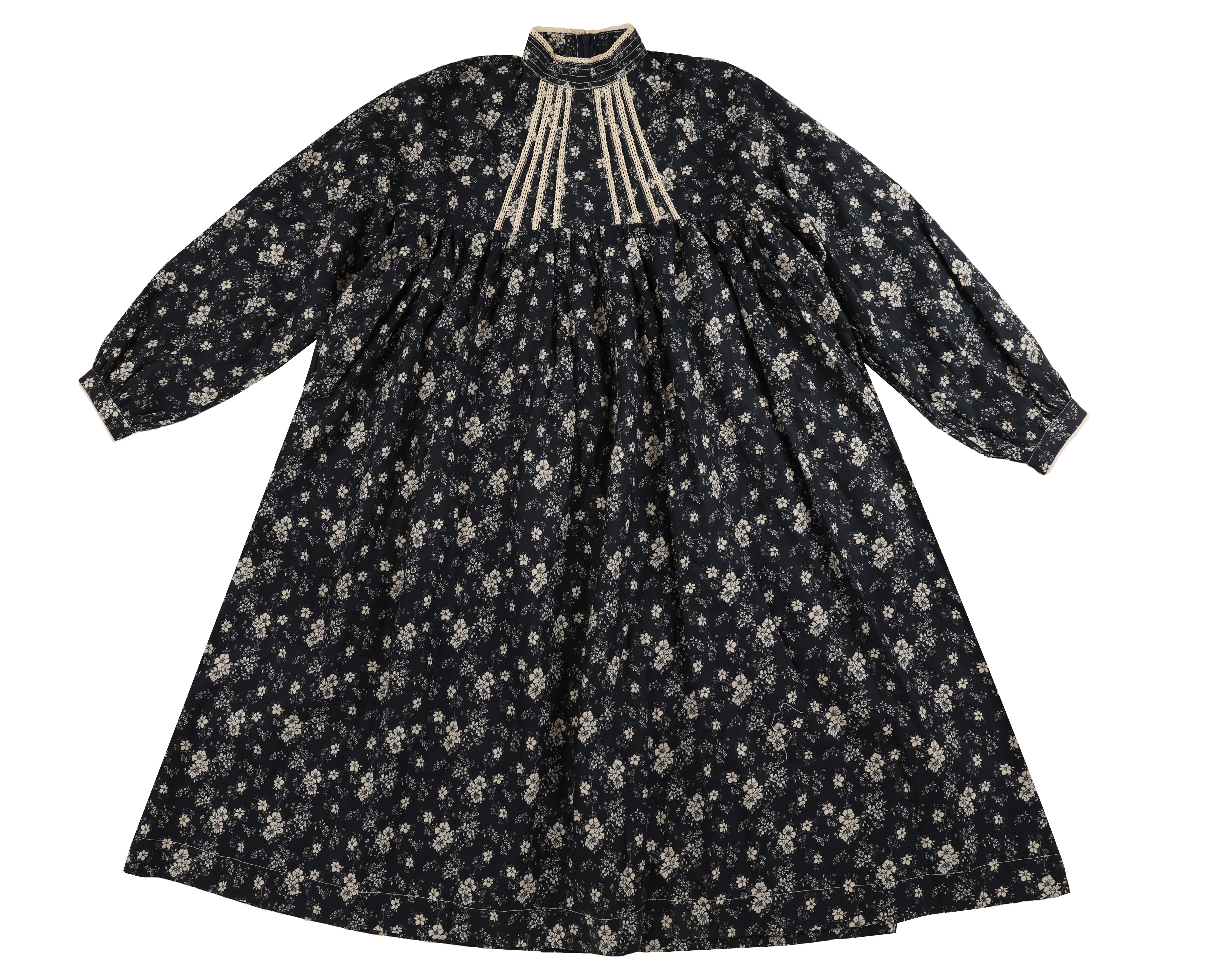 NOMA NAVY FLORAL LACE TRIM DRESS