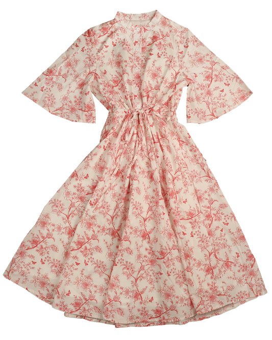NOMA CORAL TOILE PRINT WAISTED DRESS