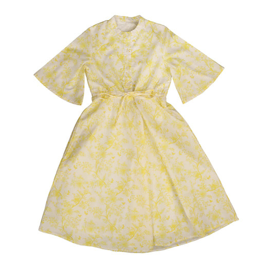 NOMA YELLOW TOILE PRINT WAISTED DRESS