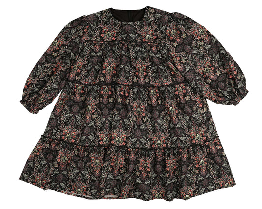 NOMA BLACK/PINK FLORAL TIERED DRESS [FINAL SALE]