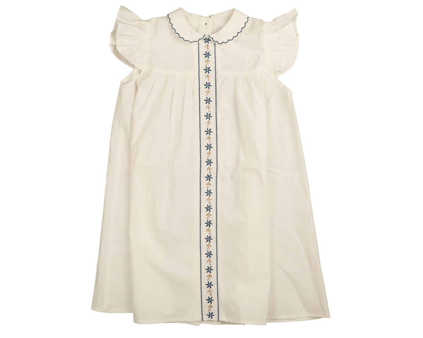 NOMA CREAM/BLUE STITCHED TRIM COLLAR DRESS