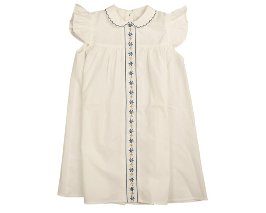 NOMA CREAM/BLUE STITCHED TRIM COLLAR DRESS