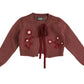 NOMA BURGUNDY EMBROIDERED FLORAL KNIT CARDIGAN