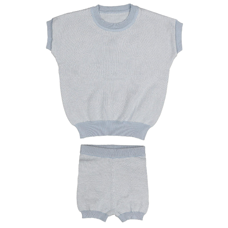 NOMA LIGHT BLUE PIQUE SS SWEATER SET