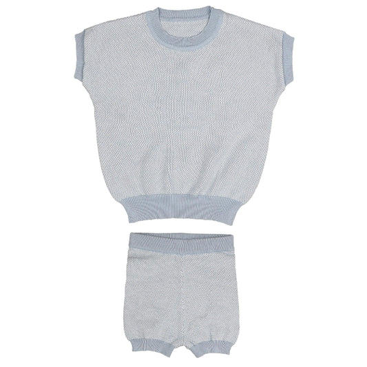 NOMA LIGHT BLUE PIQUE SS SWEATER SET