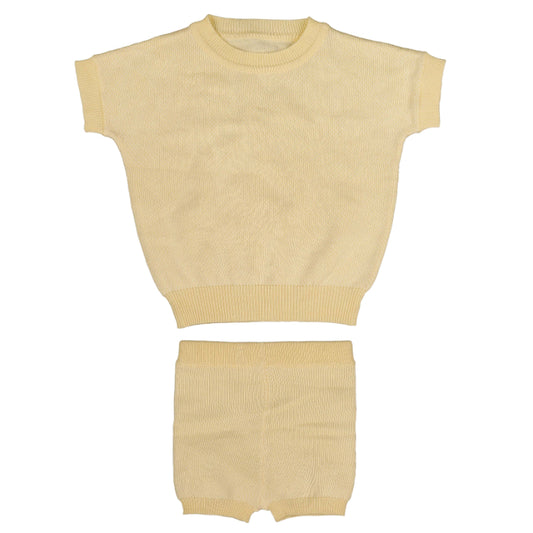 NOMA PALE YELLOW PIQUE SS SWEATER SET