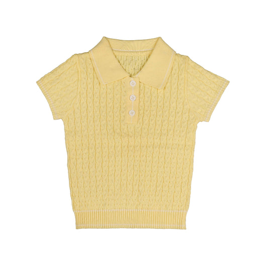 NOMA YELLOW CABLE KNIT POLO SWEATER