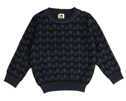 NOMA BLACK/BLUE INTARSIA DESIGN KNIT SWEATER [FINAL SALE]