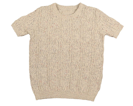 NOMA BIEGE MARLED TEXTURED KNIT SWEATER