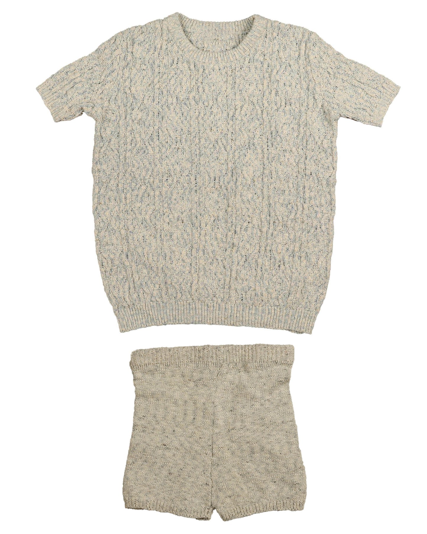 NOMA LIGHT BLUE MARLED TEXTURED KNIT SWEATER SET