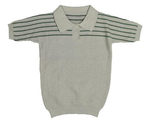 NOMA MINT STRIPE TEXTURED KNIT COLLAR SWEATER