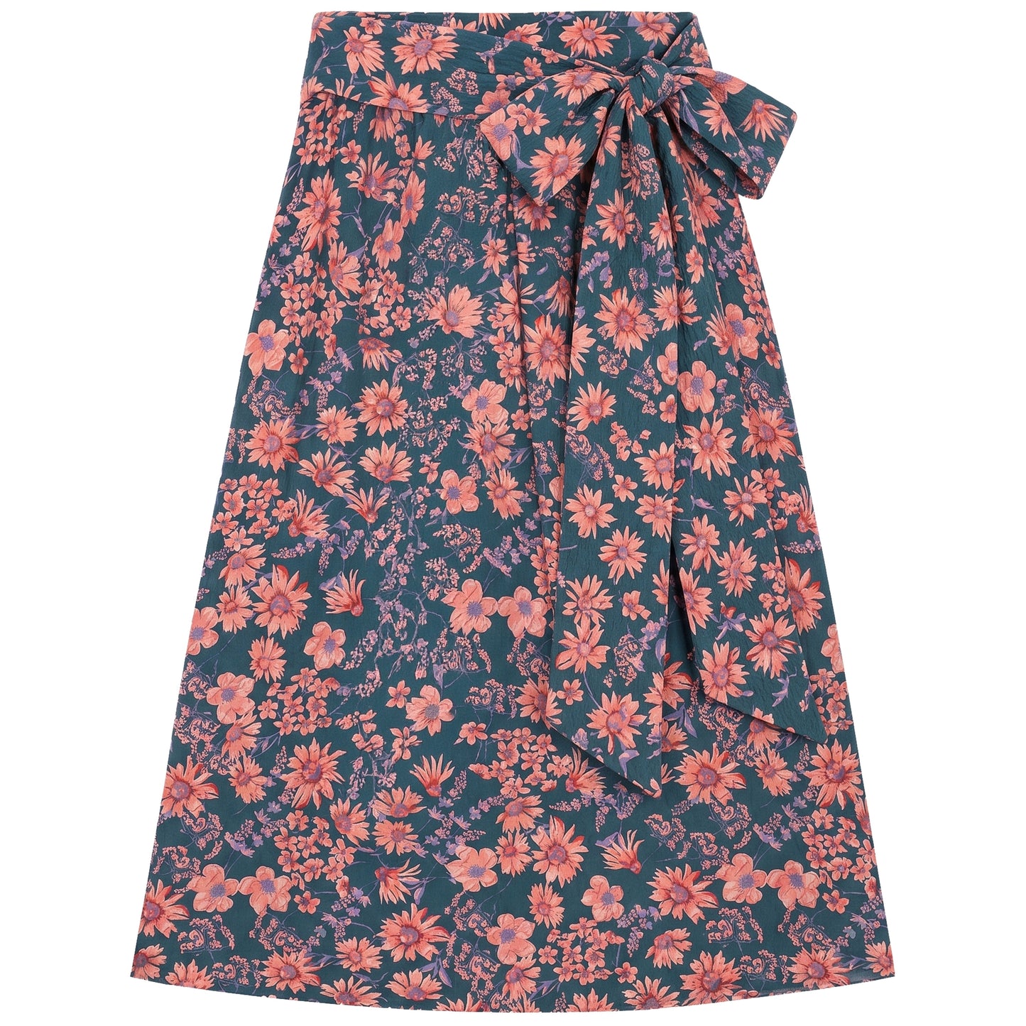 GEM  BLACK/PINK FLORAL BROCADE MIDI SKIRT