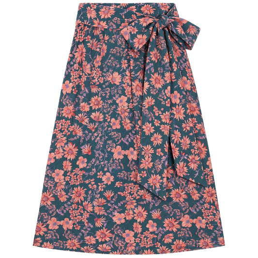 GEM  BLACK/PINK FLORAL BROCADE MIDI SKIRT