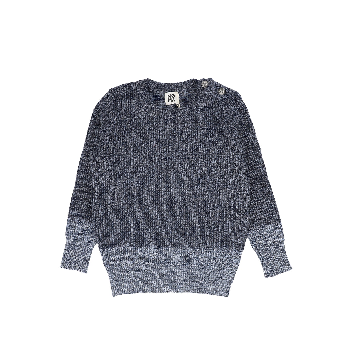 NOMA NAVY MARLED KNIT BUTTON SWEATER