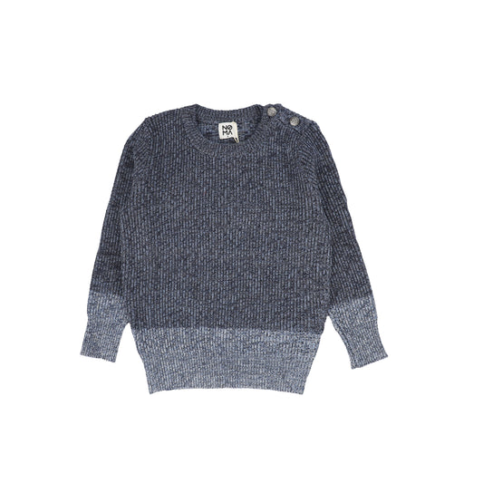 NOMA NAVY MARLED KNIT BUTTON SWEATER