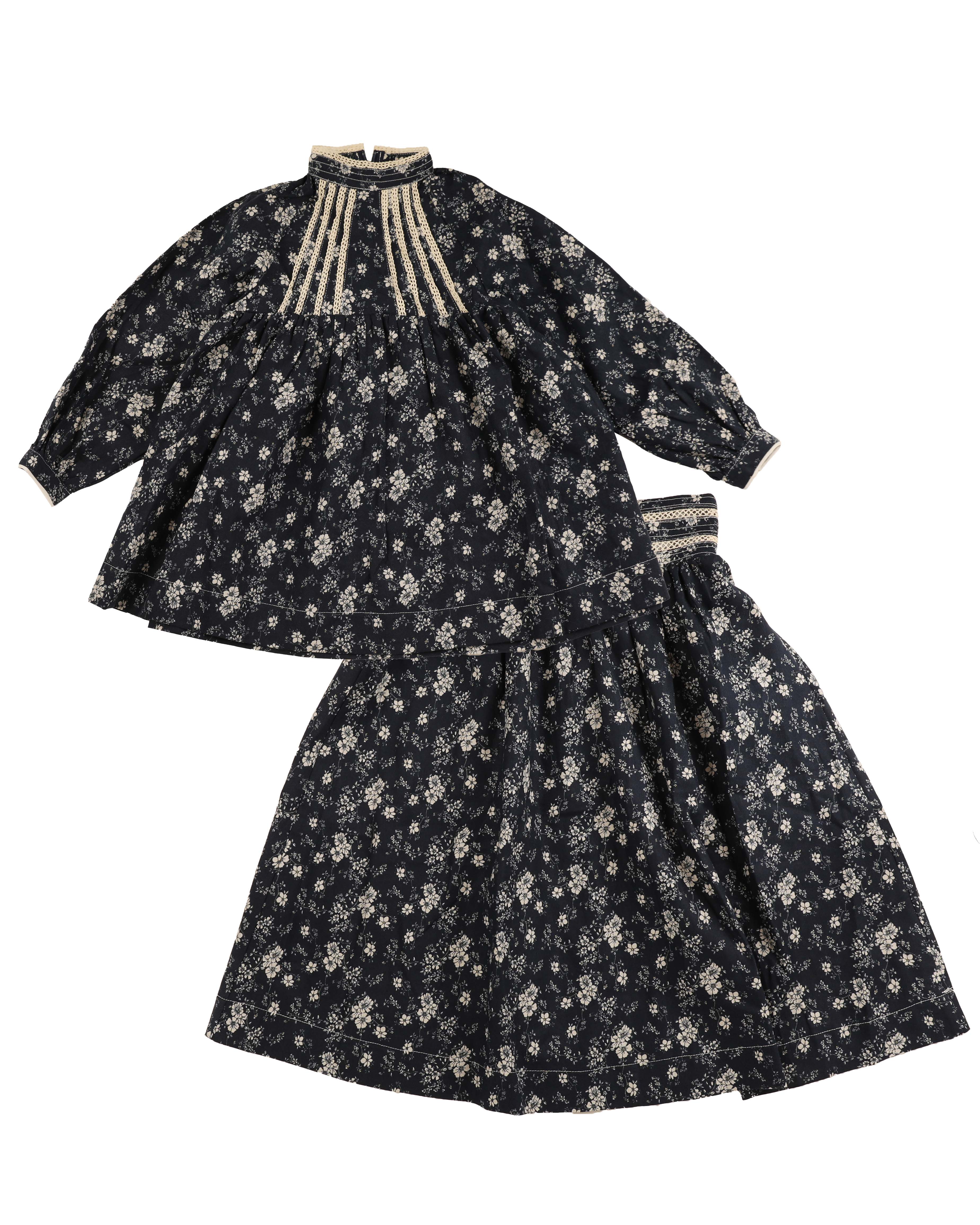 NOMA NAVY FLORAL LACE TRIM 2 PC SET