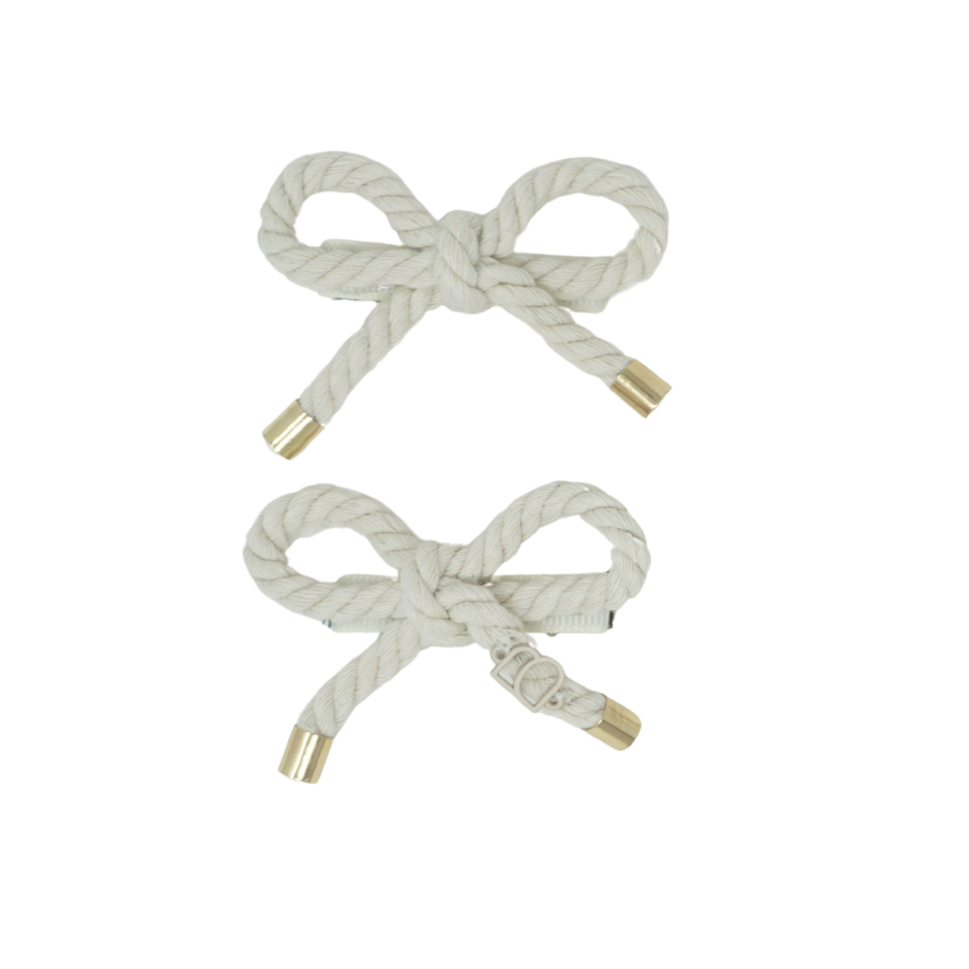 BANDEAU CREAM NAUTICAL ROPE MINI BOW SET [FINAL SALE]