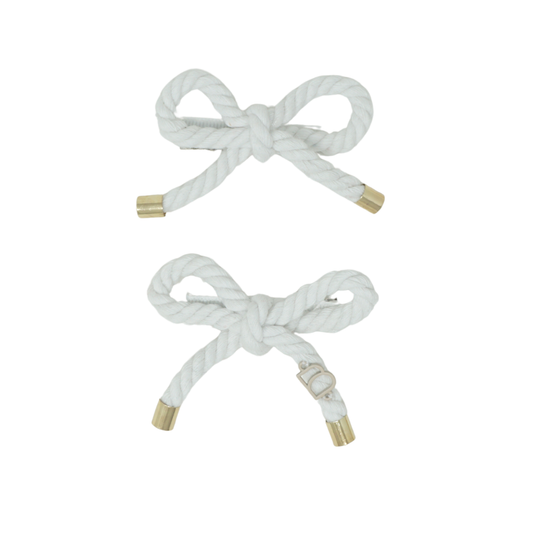 BANDEAU WHITE NAUTICAL ROPE MINI BOW SET [FINAL SALE]