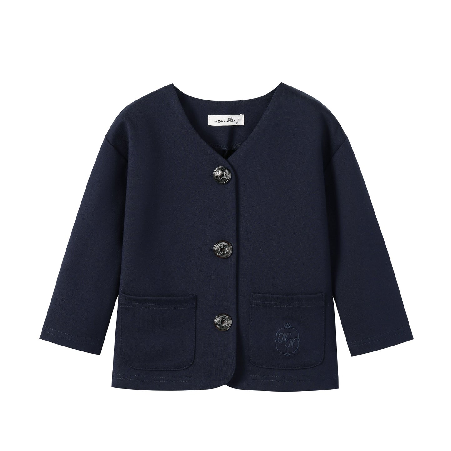 NOUNELLE NAVY EMBROIDERED POCKET BLAZER