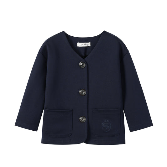 NOUNELLE NAVY EMBROIDERED POCKET BLAZER