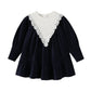 NOUNELLE NAVY  VELVET LACE TRIM DRESS