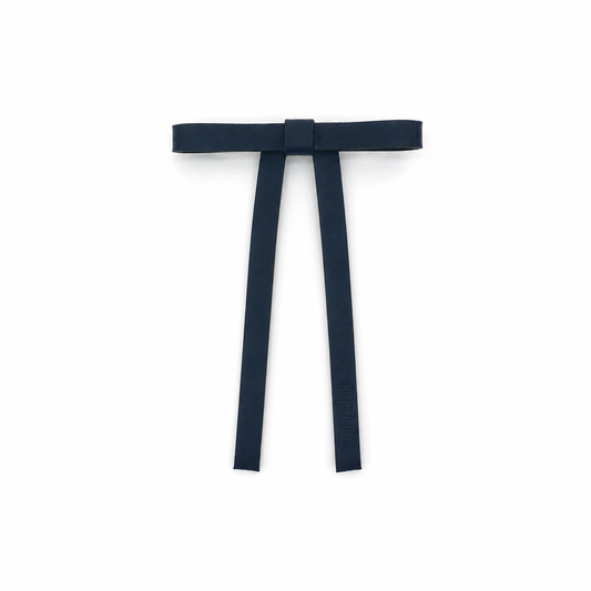 ARCHI NAVY LEATHER EMBOSSED BOW