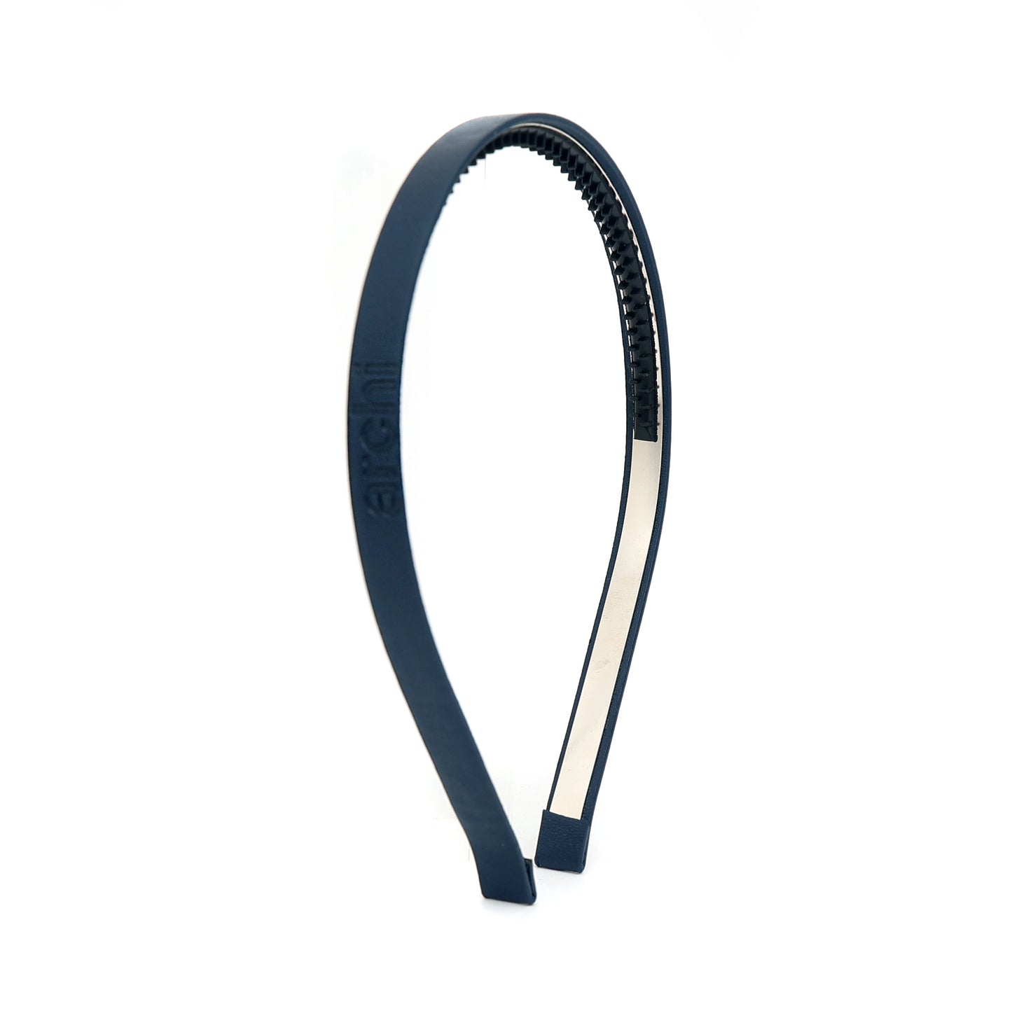 ARCHI NAVY LEATHER EMBOSSED HEADBAND