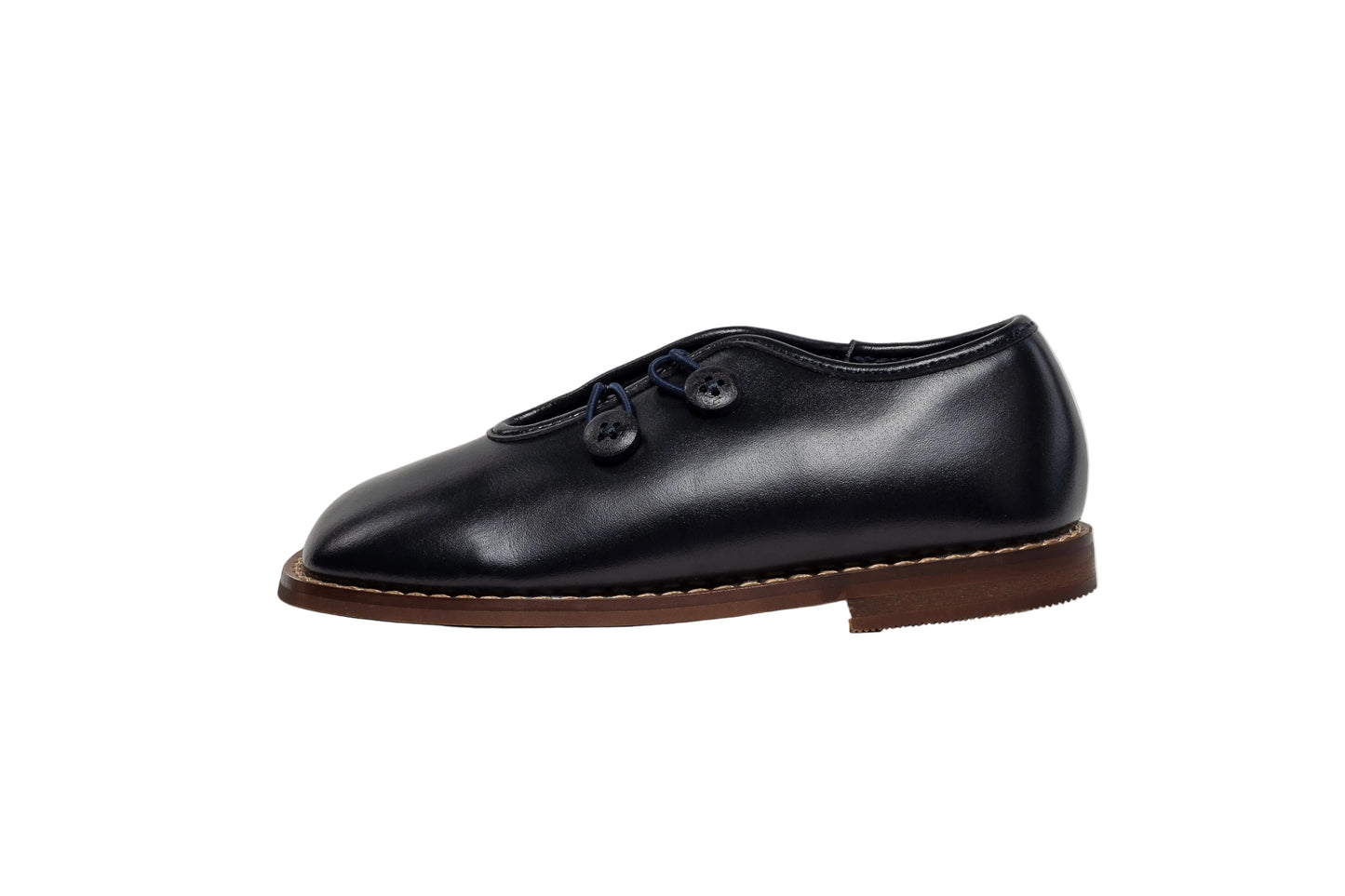 TANNERY & CO NAVY LEATHER BUTTON SHOE