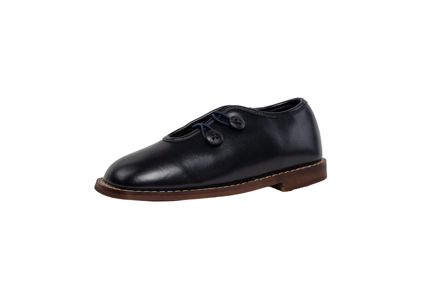 TANNERY & CO NAVY LEATHER BUTTON SHOE