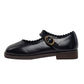 TANNERY & CO NAVY SCALLOP TRIM MARY JANES