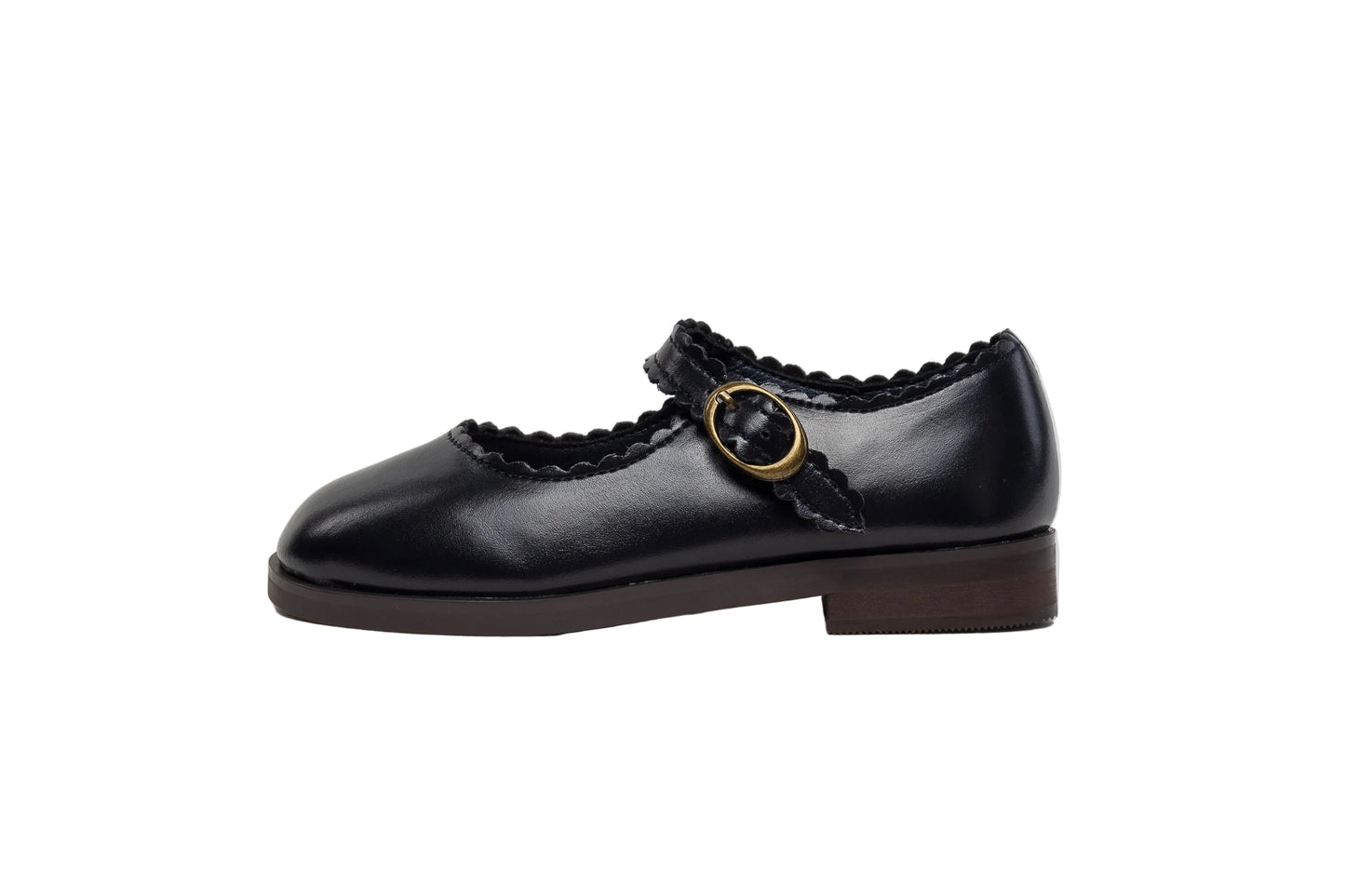 TANNERY & CO NAVY SCALLOP TRIM MARY JANES