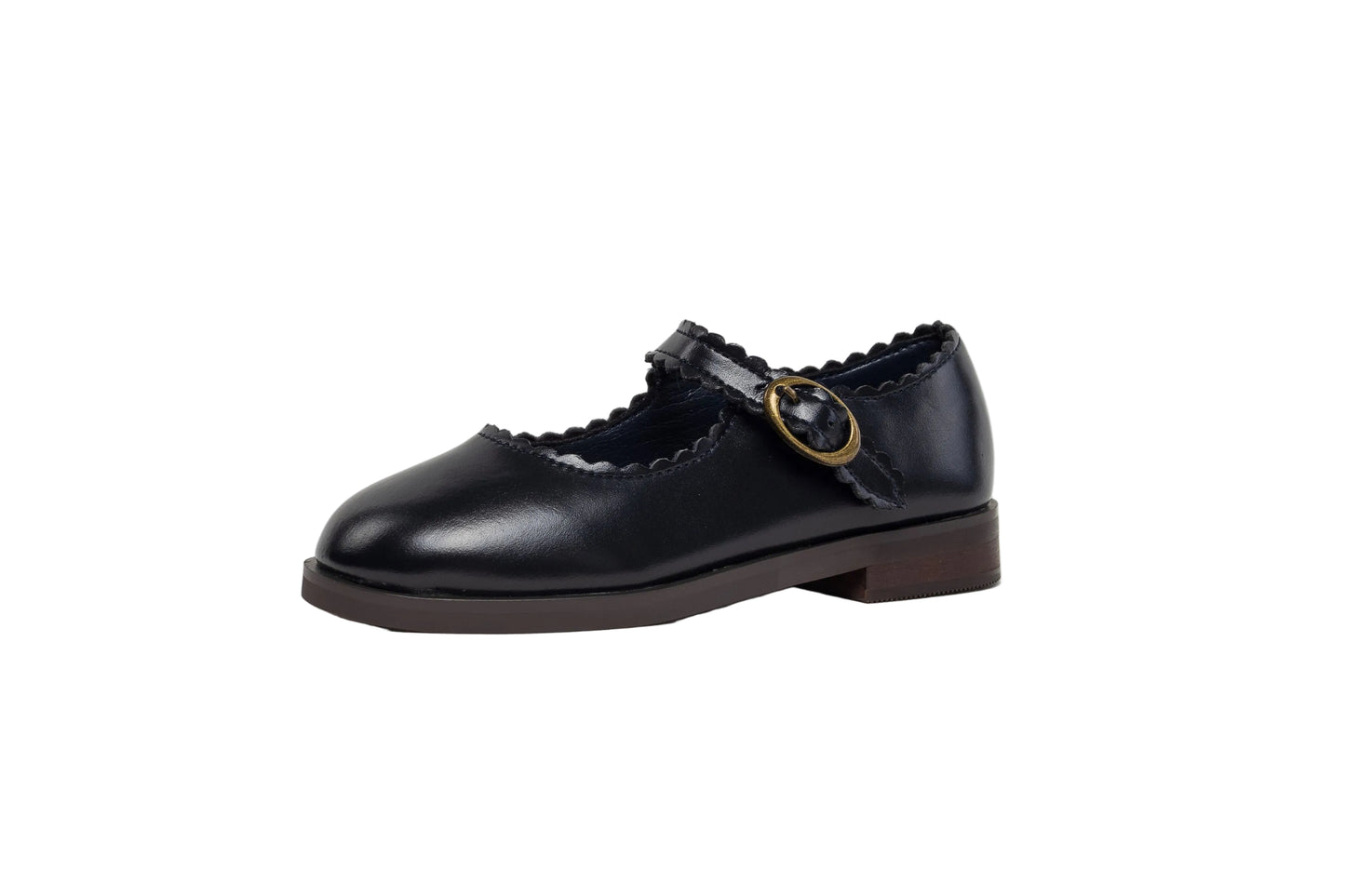 TANNERY & CO NAVY SCALLOP TRIM MARY JANES