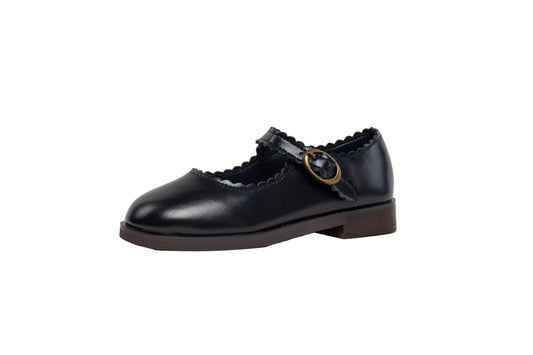 TANNERY & CO NAVY SCALLOP TRIM MARY JANES