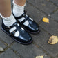 TANNERY & CO NAVY SCALLOP TRIM MARY JANES