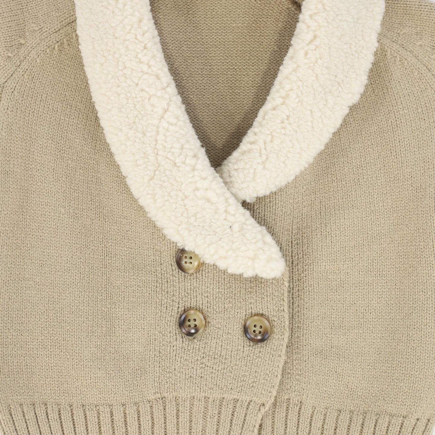 LE BOURDON OATMEAL KNIT SHERPA VEST