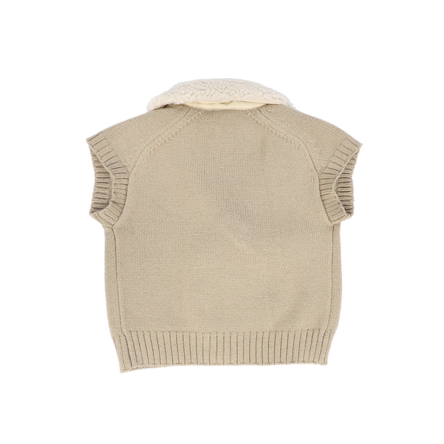 LE BOURDON OATMEAL KNIT SHERPA VEST