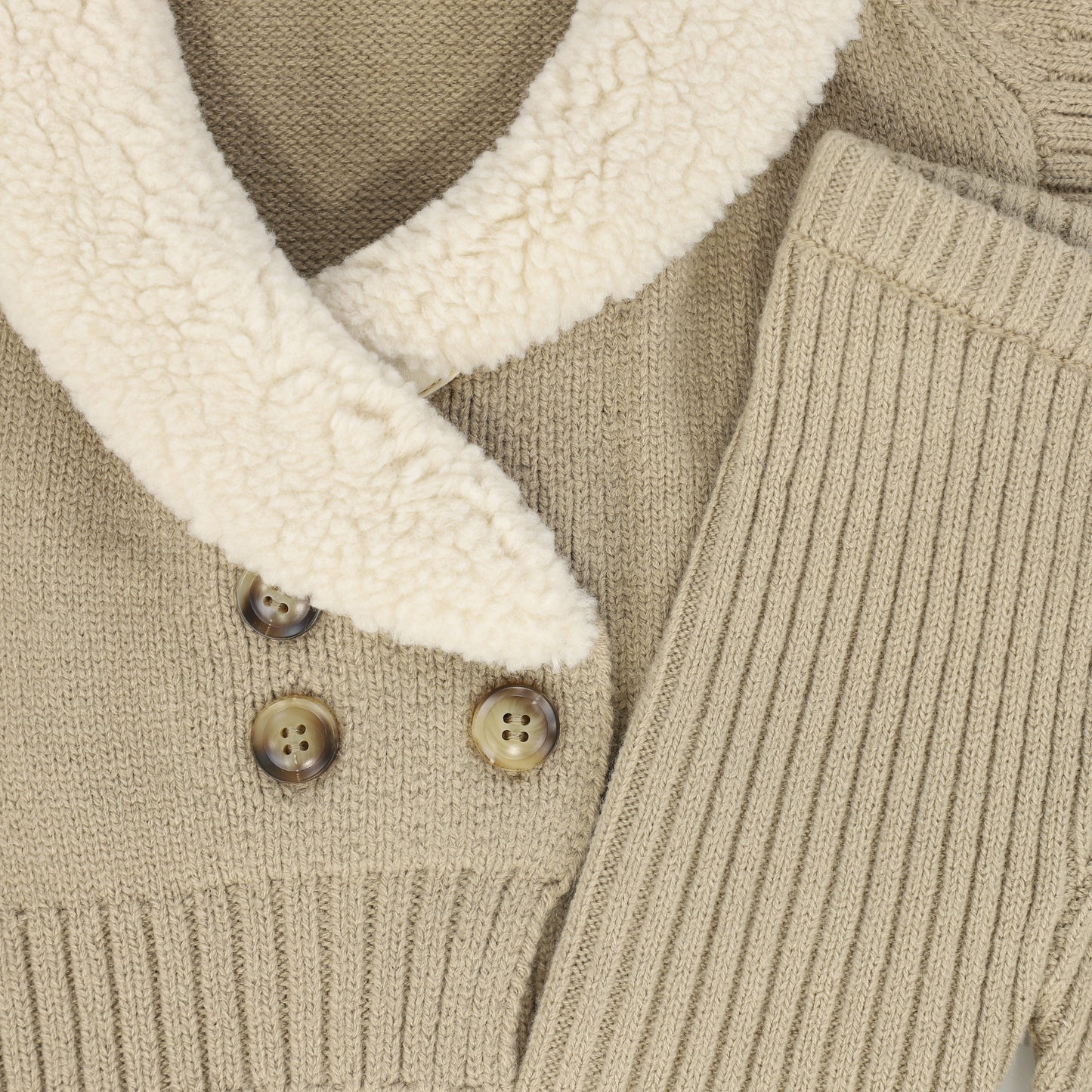 LE BOURDON OATMEAL KNIT SHERPA VEST SET