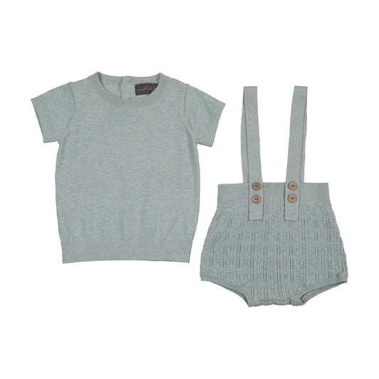SWEET THREADS LIGHT BLUE CABLE KNIT SWEATER SET