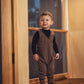 NUMU MOCHA STRIPED V-NECK OVERALLS