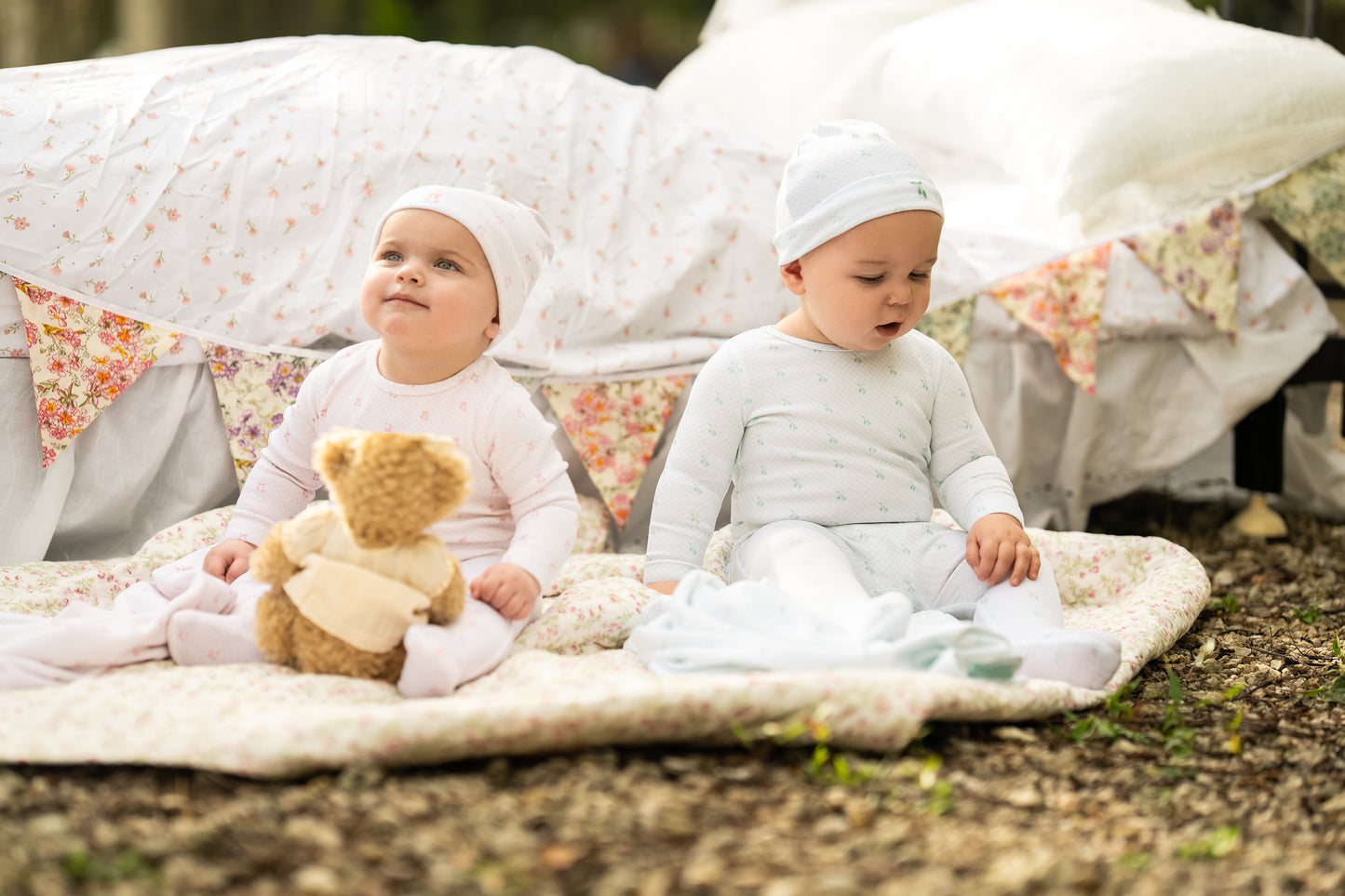 LAMOUR LOU MINT CHECKED CHERRY FOOTIE + BEANIE