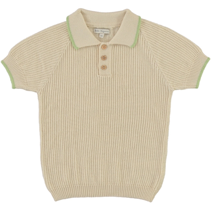BEBE ORGANIC IVORY KNIT POLO