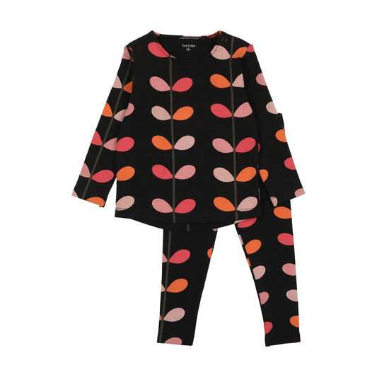 BEE & DEE BLACK/PINK ORGANIC PRINTED PAJAMA SET