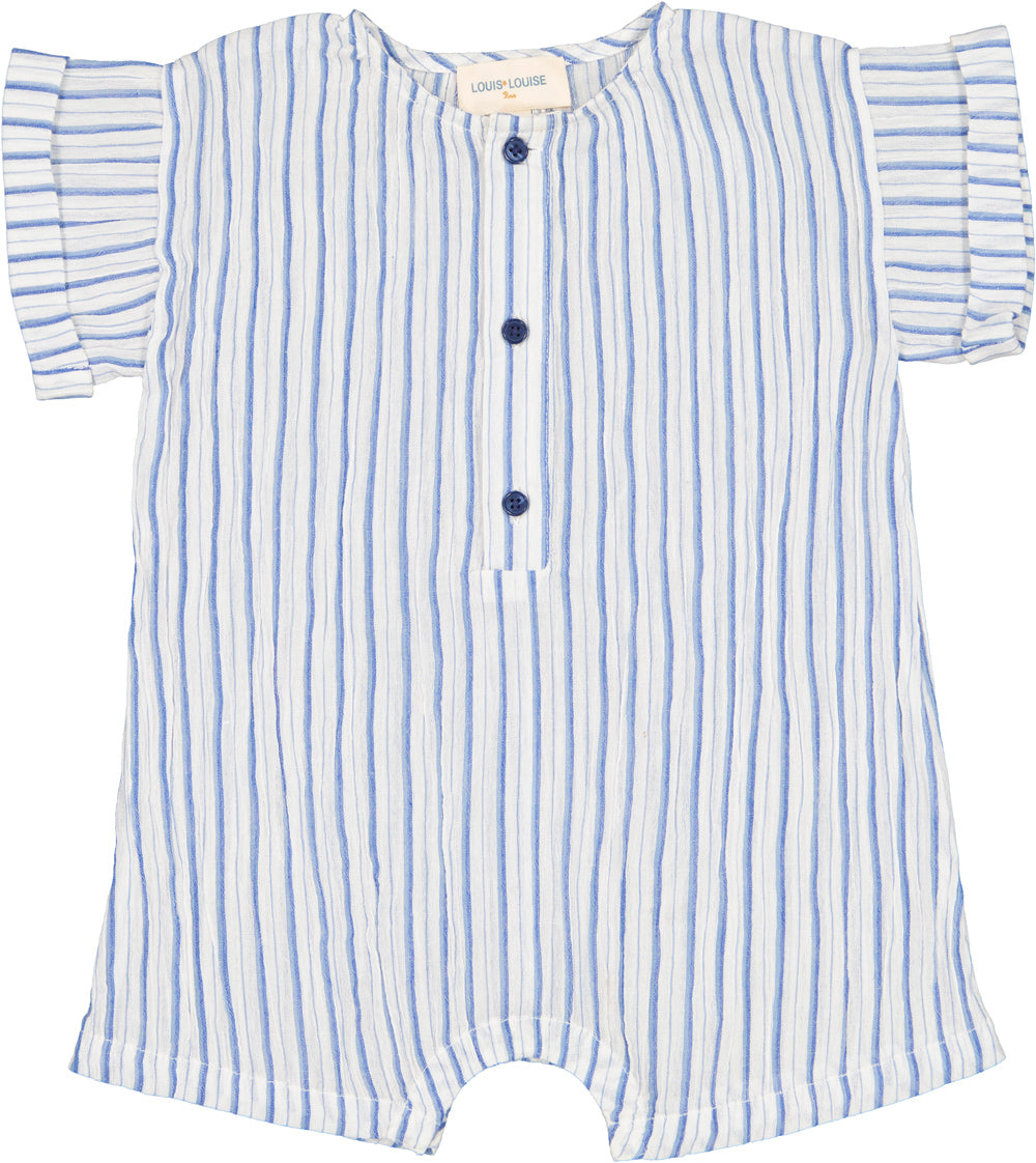 LOUIS LOUISE BLUE STRIPED CRINKLE ROMPER