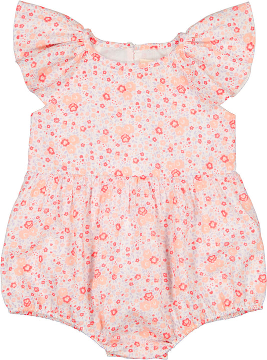 LOUIS LOUISE PINK FLORAL RUFFLE ROMPER