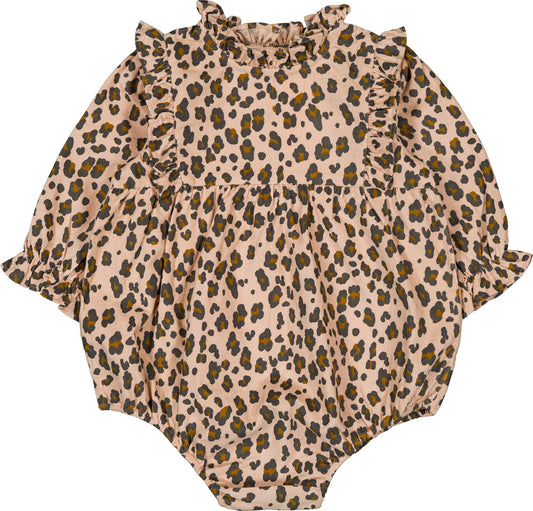 LOUIS LOUISE BEIGE LEOPARD CORDUROY COLLAR ROMPER
