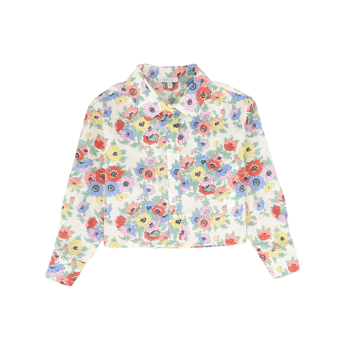 PICCOLA LUDO RED/YELLOW FLORAL PETER PAN COLLAR BLOUSE