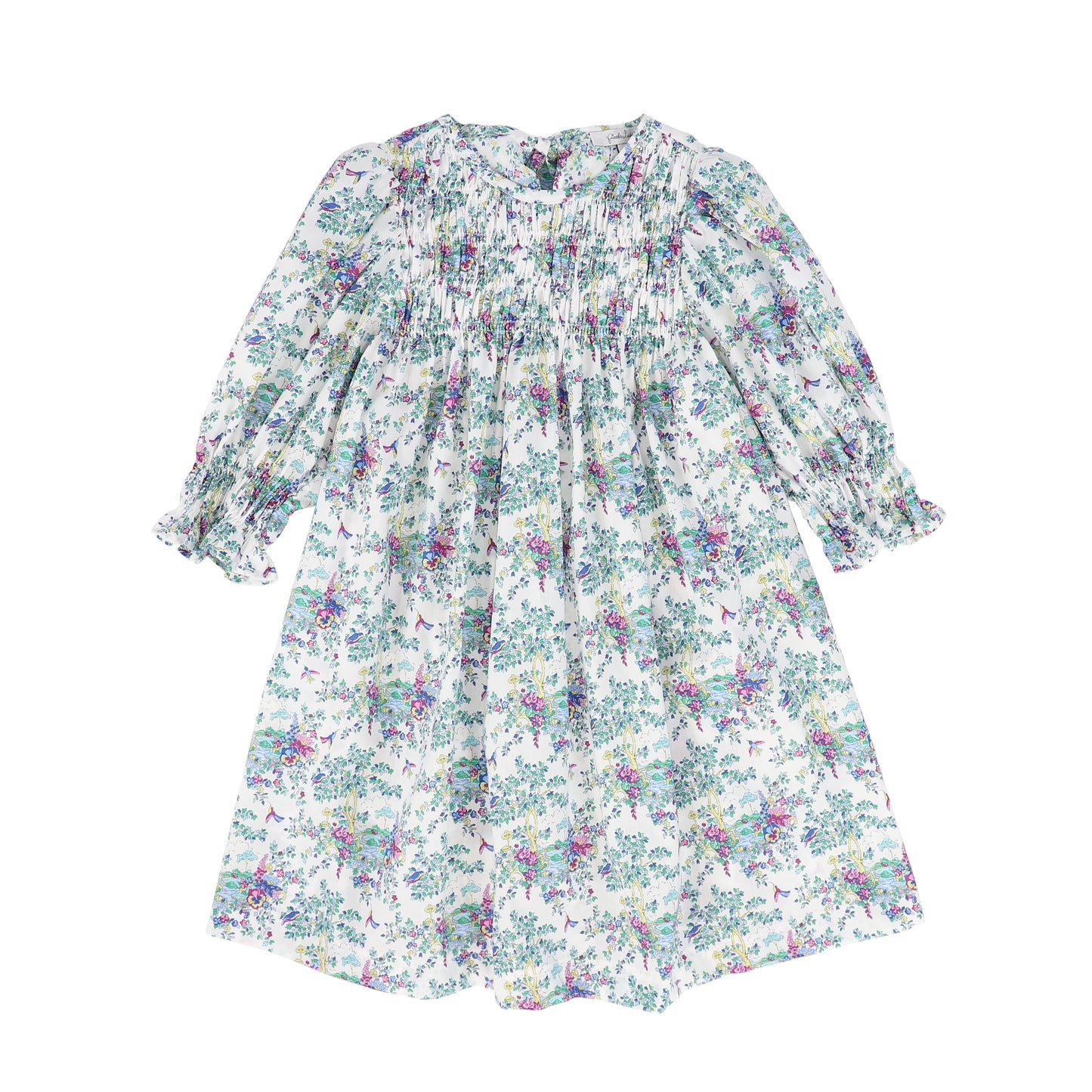 PICCOLA LUDO BLUE/PURPLE FLORAL PUFF SLEEVE DRESS